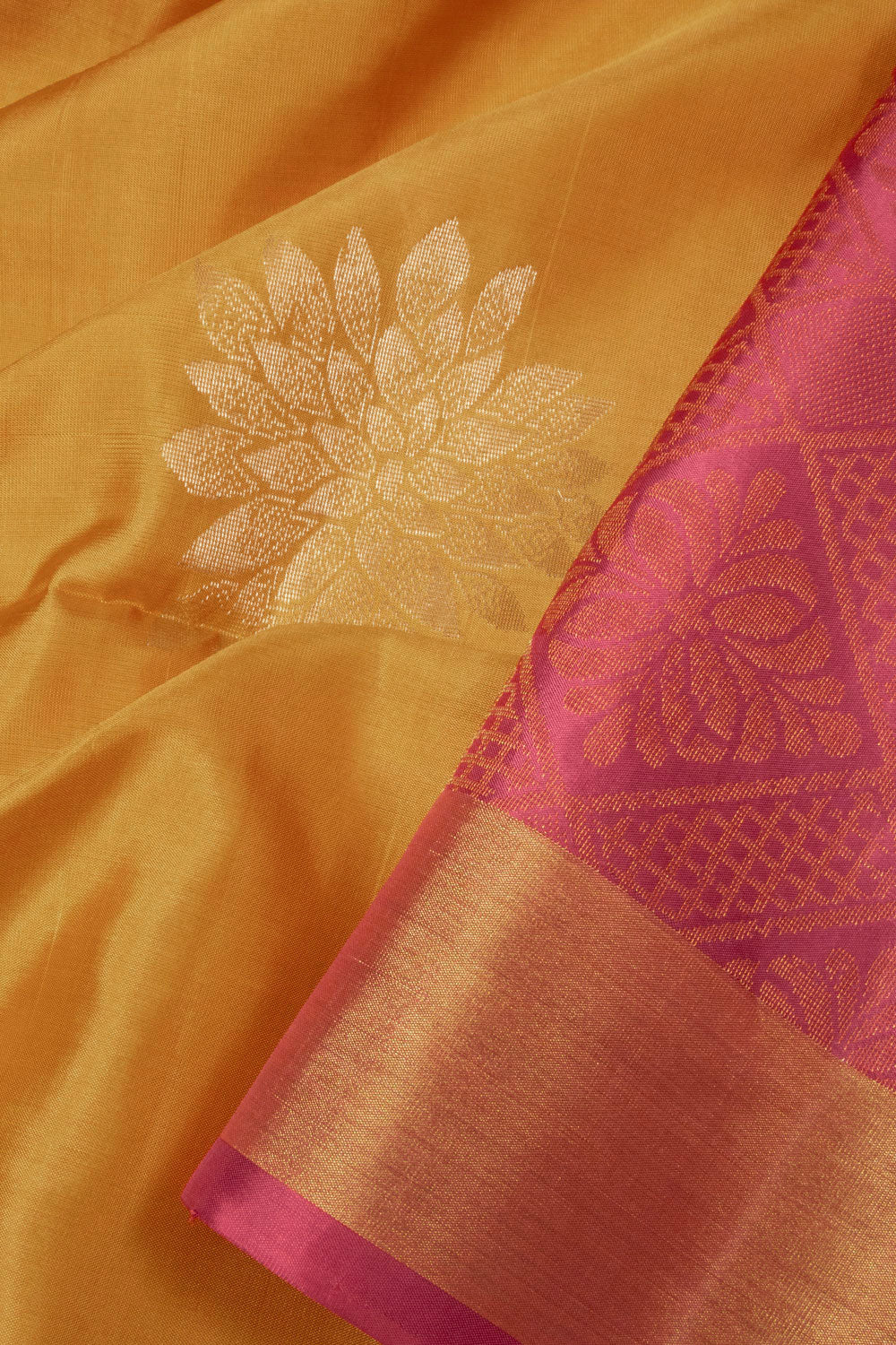 Honey Yellow Handloom Kanjivaram Soft Silk Saree - Avishya