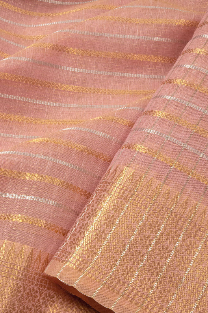 Peach Banarasi Silk Cotton Saree - Avishya