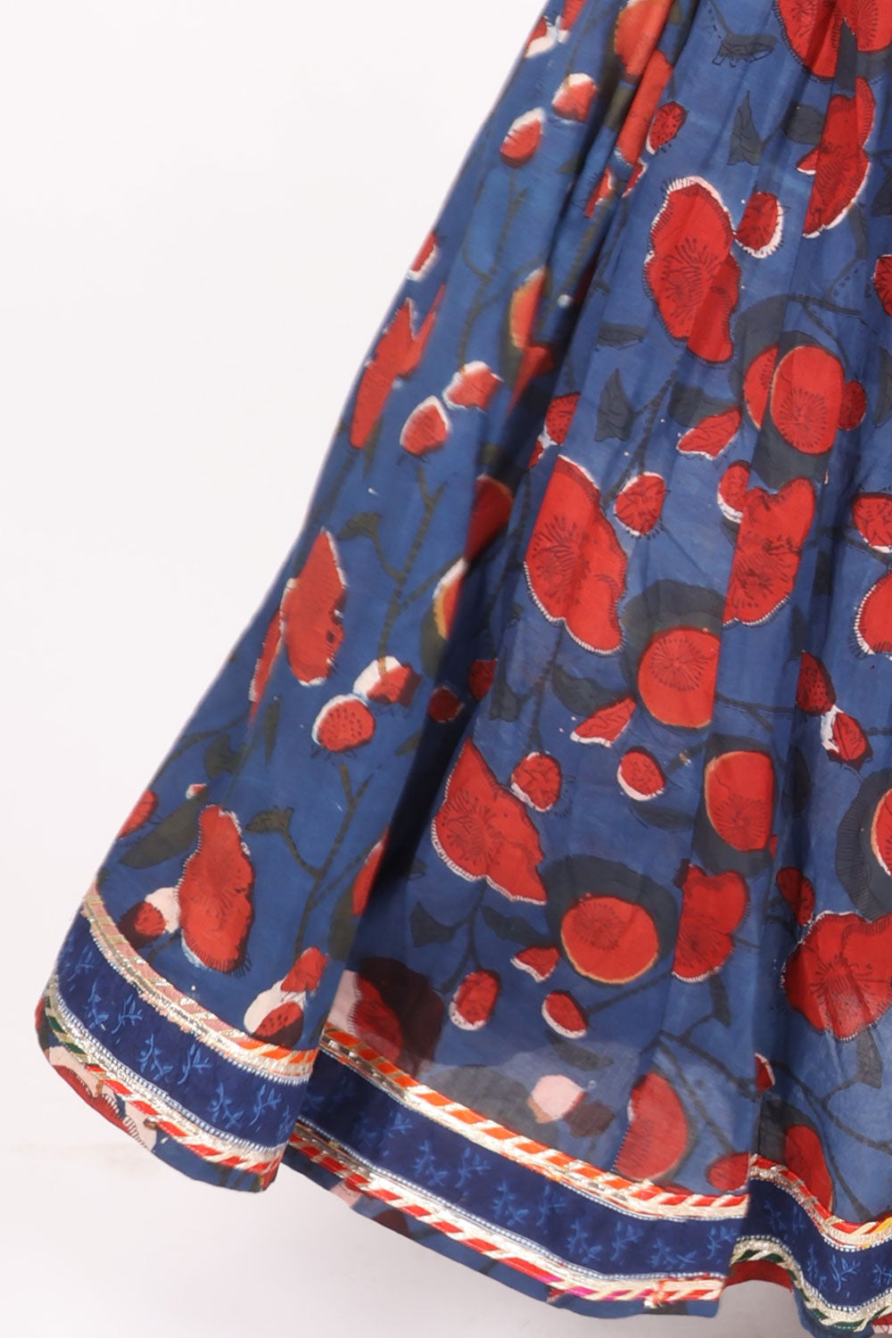 Blue Hand Block Printed Cotton Skirt