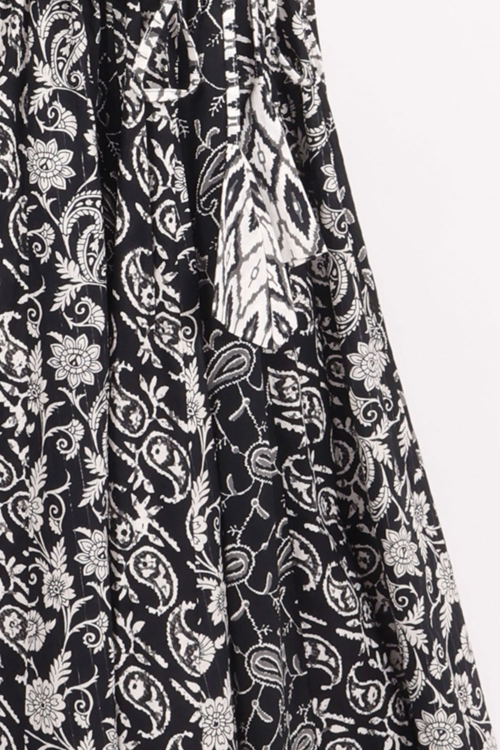 Black Hand Block Printed Cotton Skirt