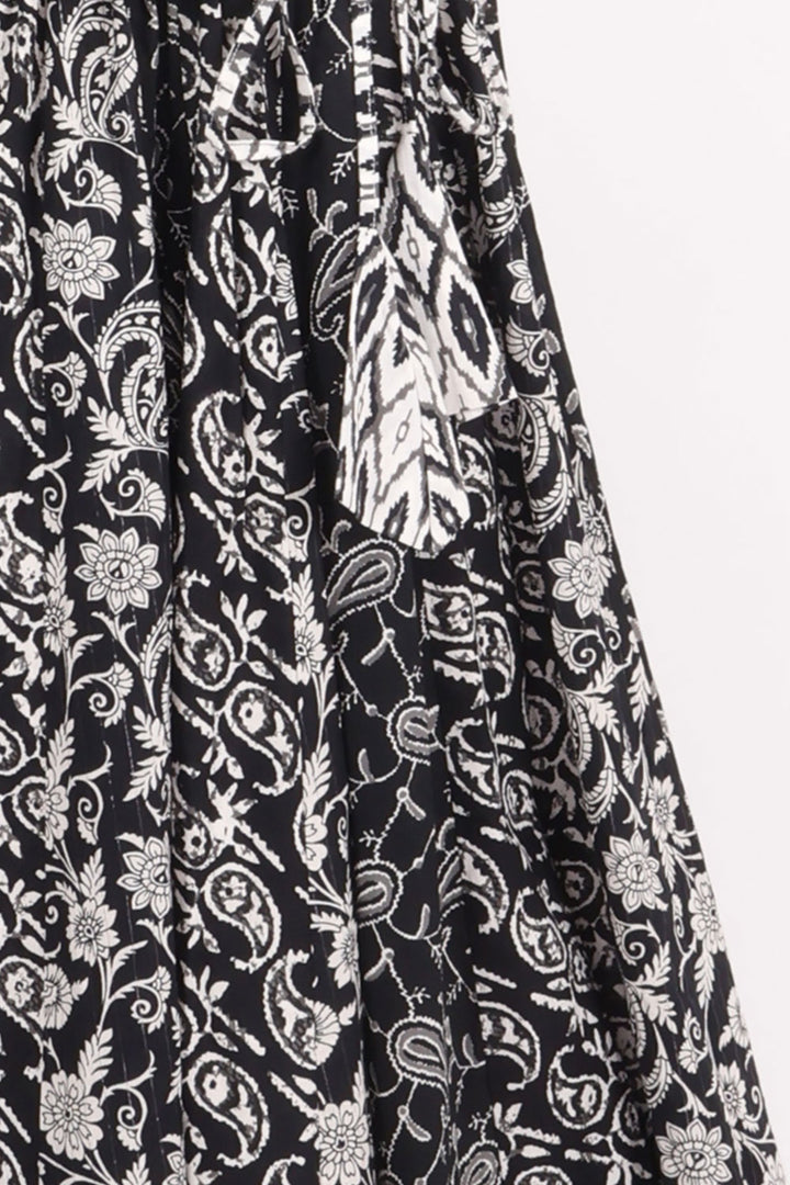 Black Hand Block Printed Cotton Skirt