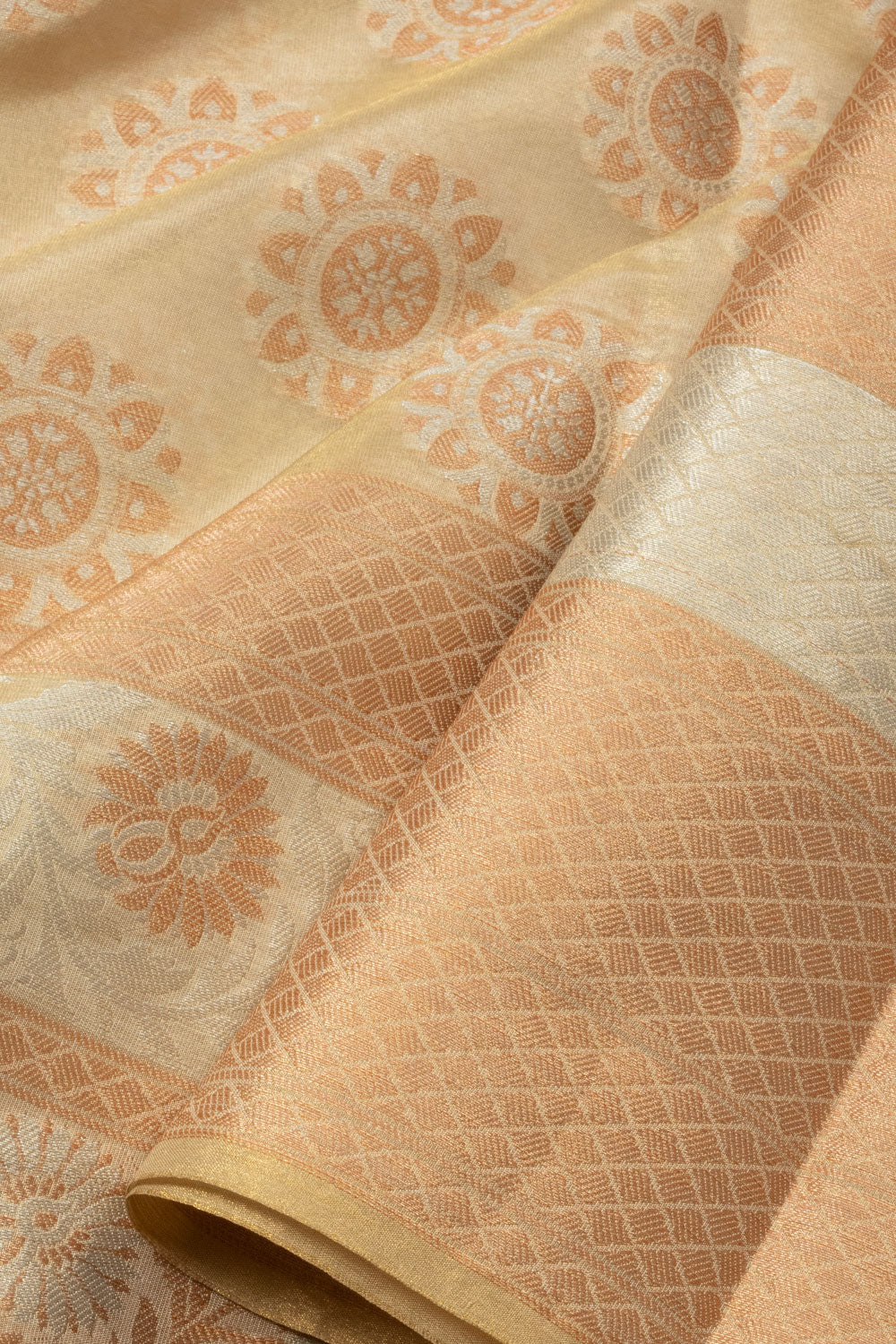 Pastel Beige Banarasi Tissue Silk Saree - Avishya