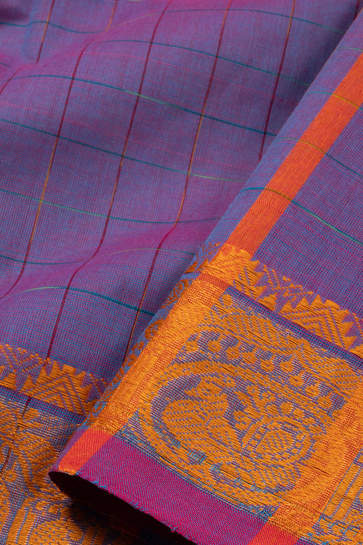 Purple Handloom Chettinad Cotton Saree - Avishya