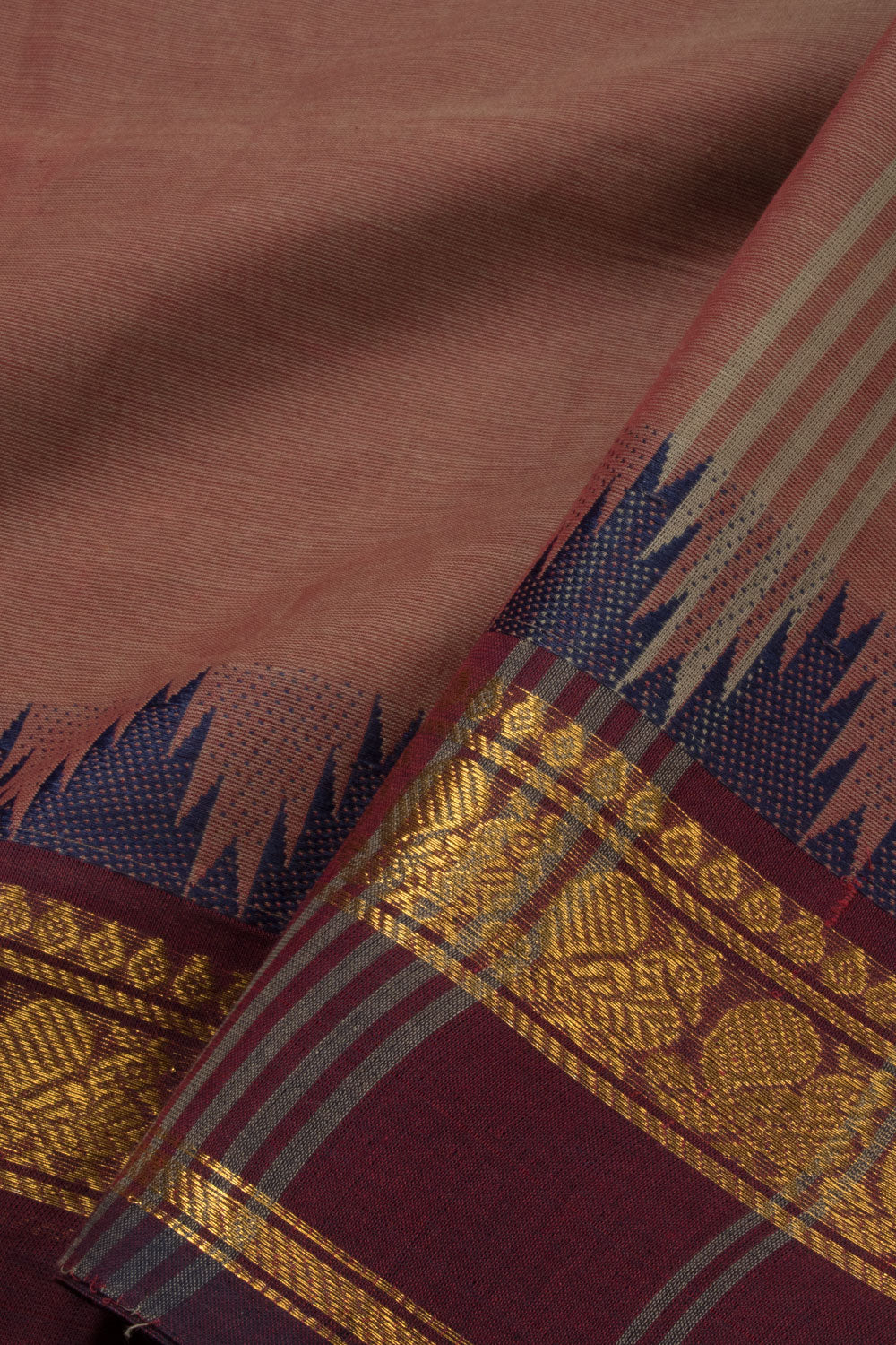 Rasberry Chocolate Brown Handloom Chettinad Cotton Saree-Avishya