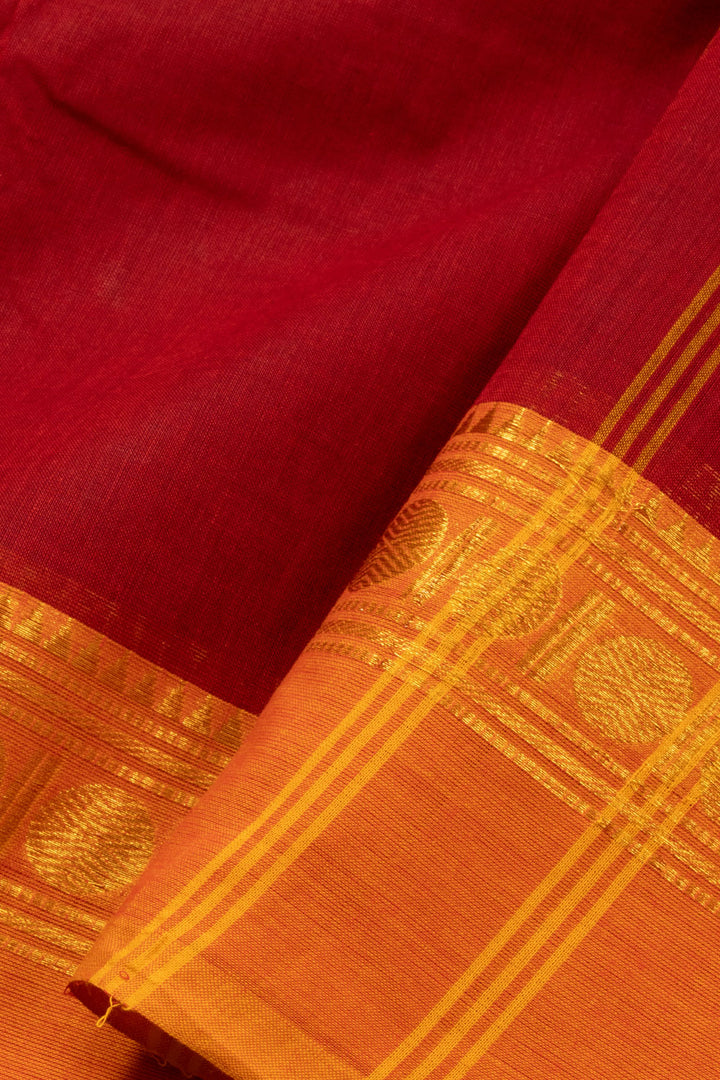 Red Handloom Chettinad Cotton Saree - Avishya