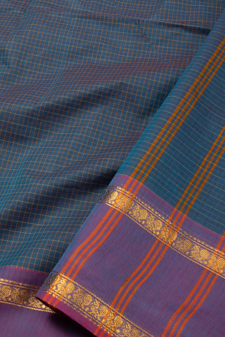 Blue Handloom Chettinad Cotton Saree - Avishya