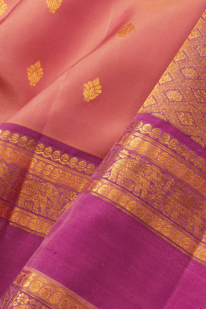 Peach Pure Kanjivaram  Silk Saree 10065791