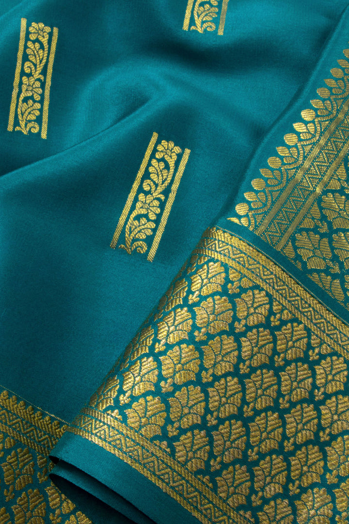 Teal Blue Mysore Crepe Silk Saree - Avishya