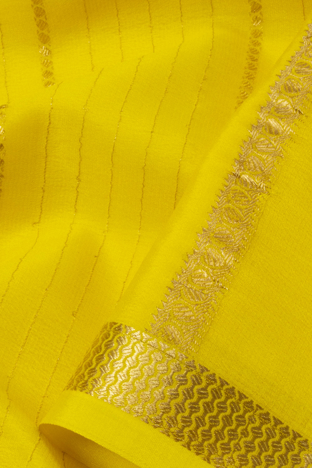 Lemon Yellow Mysore Crepe Silk Saree - Avishya