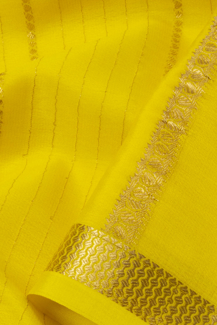 Lemon Yellow Mysore Crepe Silk Saree - Avishya