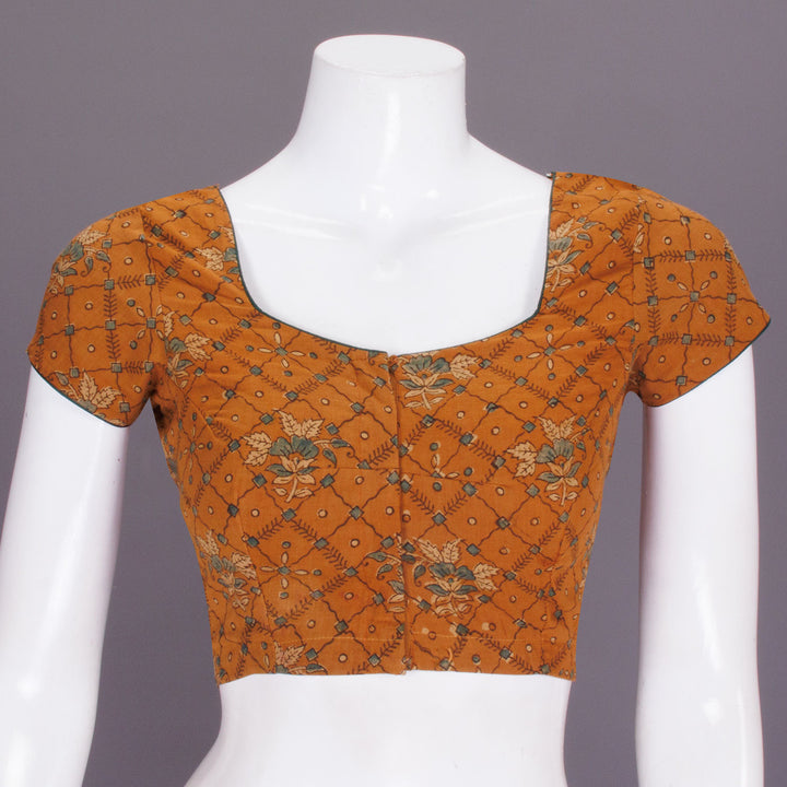 Brown Printed Cotton Blouse - Avishya