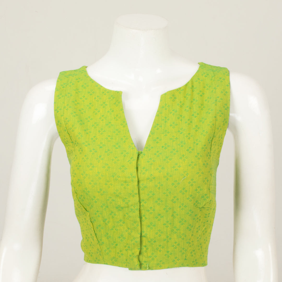 Green Handwoven Sleeveless Cotton Blouse - Avishya