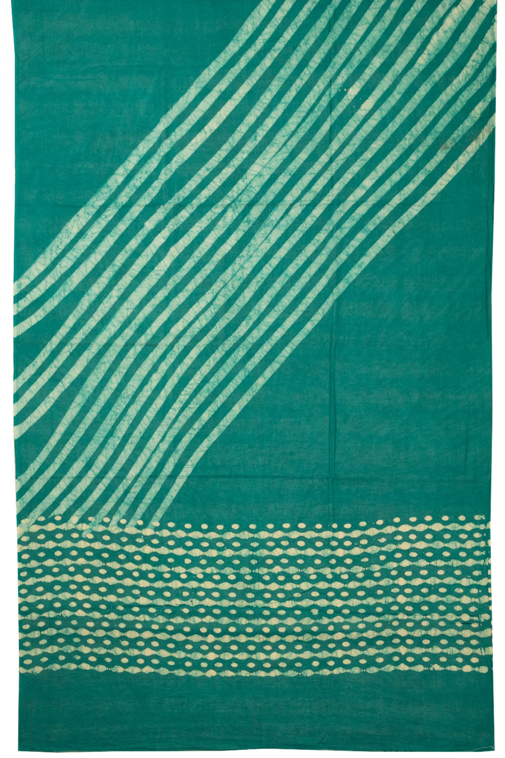 Teal Green Batik Cotton 3-Piece Salwar Suit Material - Avishya