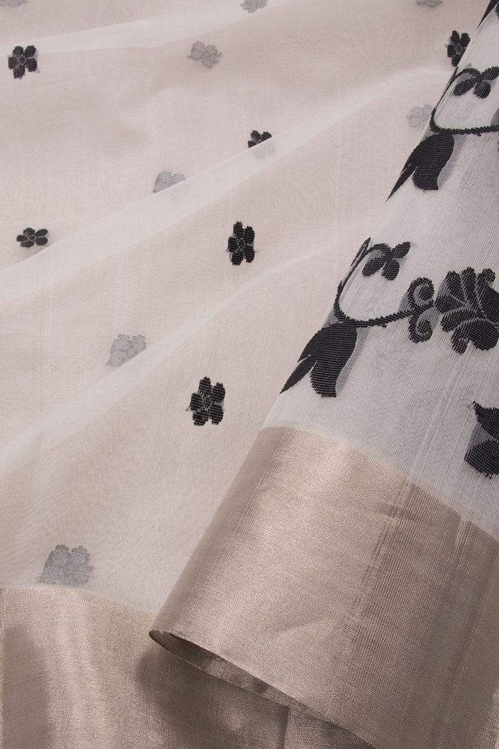 Off White Handloom Chanderi Silk Cotton Saree - Avishya