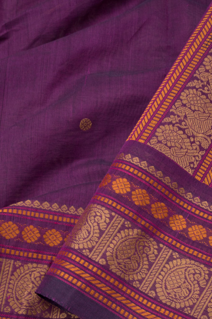 Violet Handwoven Kanchi Cotton Saree - Avishya