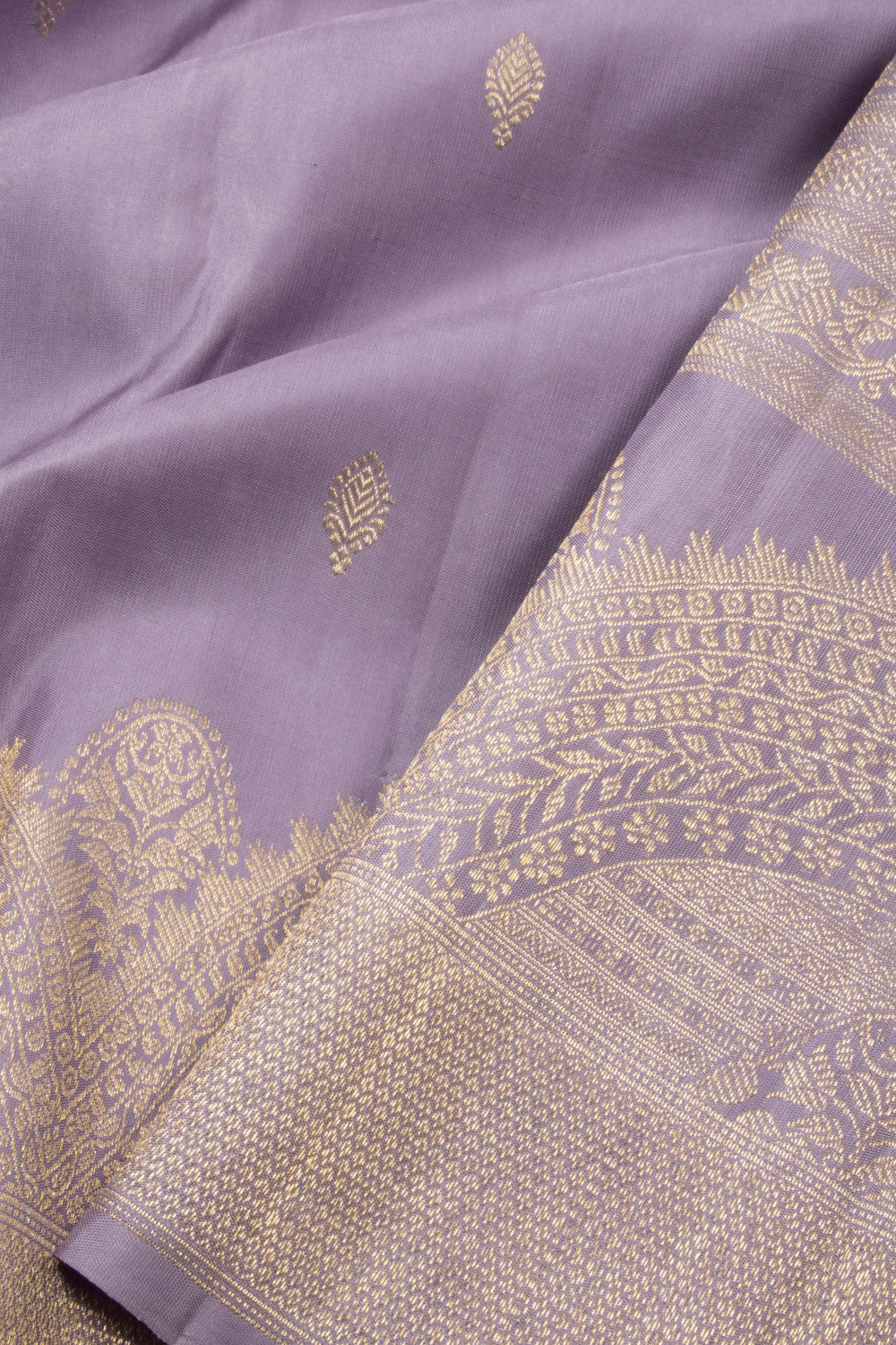 Purple color kanchipuram silk saree with zari weaving work