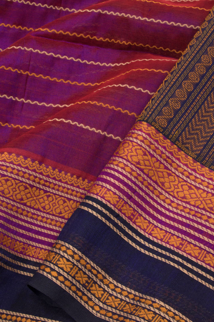 Violet Handloom Kanchi Silk Cotton Saree - Avishya