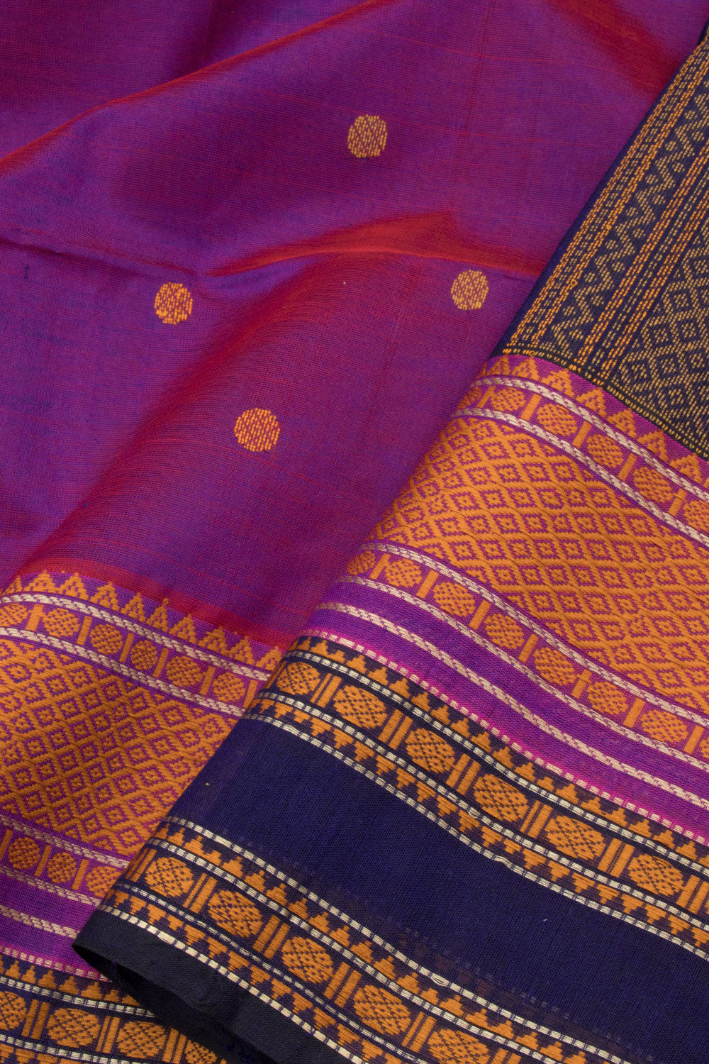 Violet Handloom Kanchi Silk Cotton Saree - Avishya