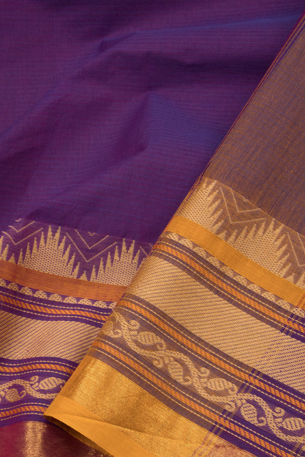 Purple Handwoven Kanchi Cotton Saree - Avishya