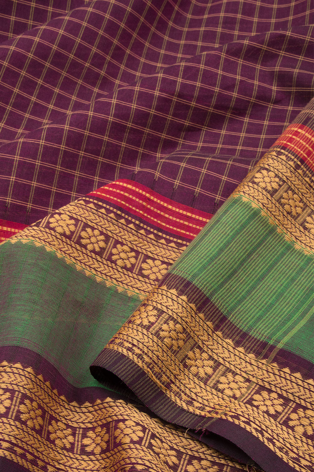 Purple Handwoven Kanchi Cotton Saree - Avishya