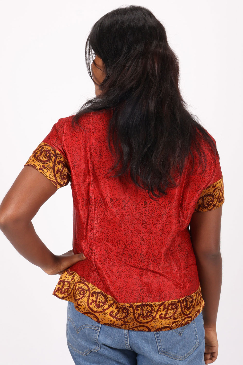 Maroon Handcrafted Bagh Printed Modal Short Top