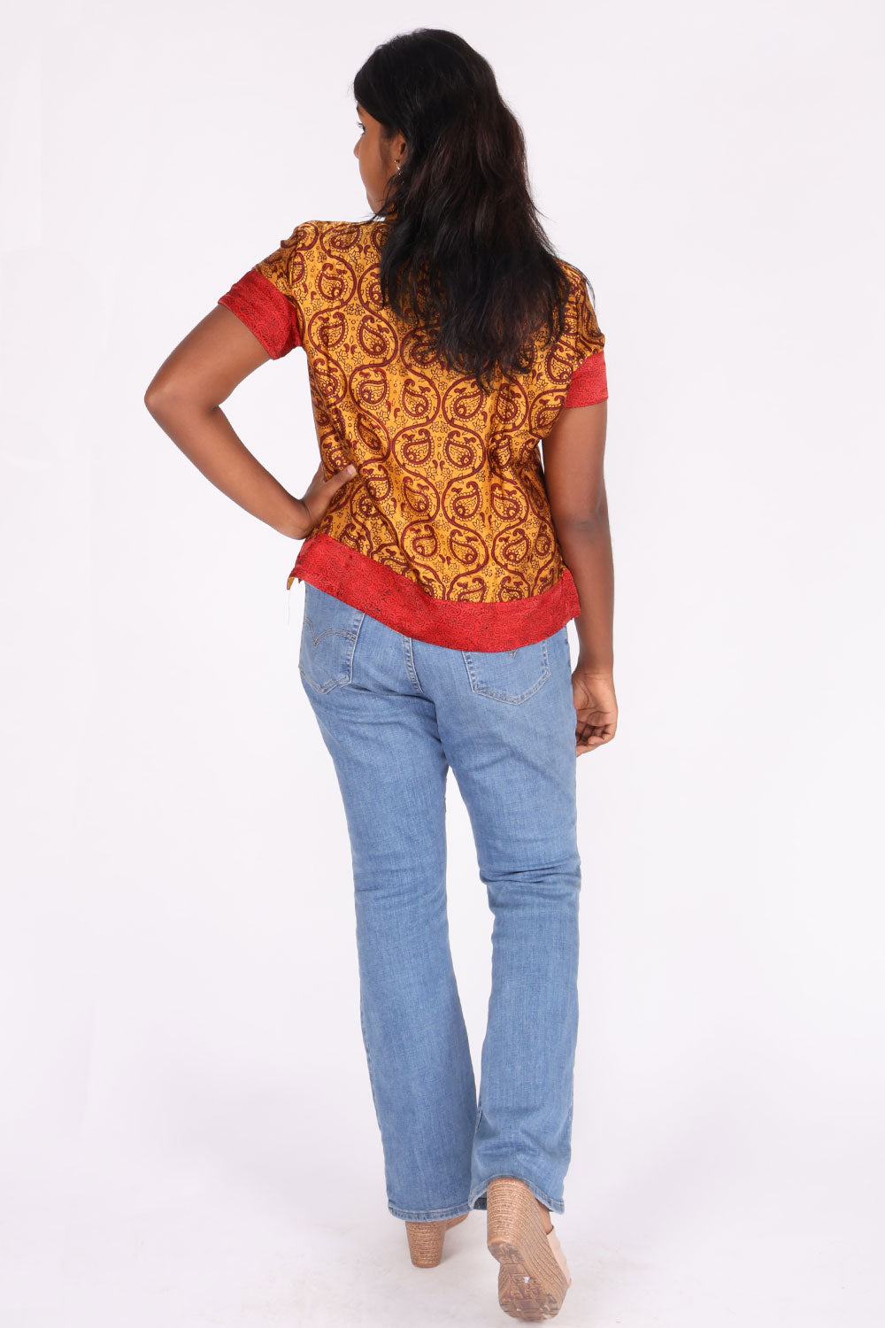 Maroon Handcrafted Bagh Printed Modal Short Top