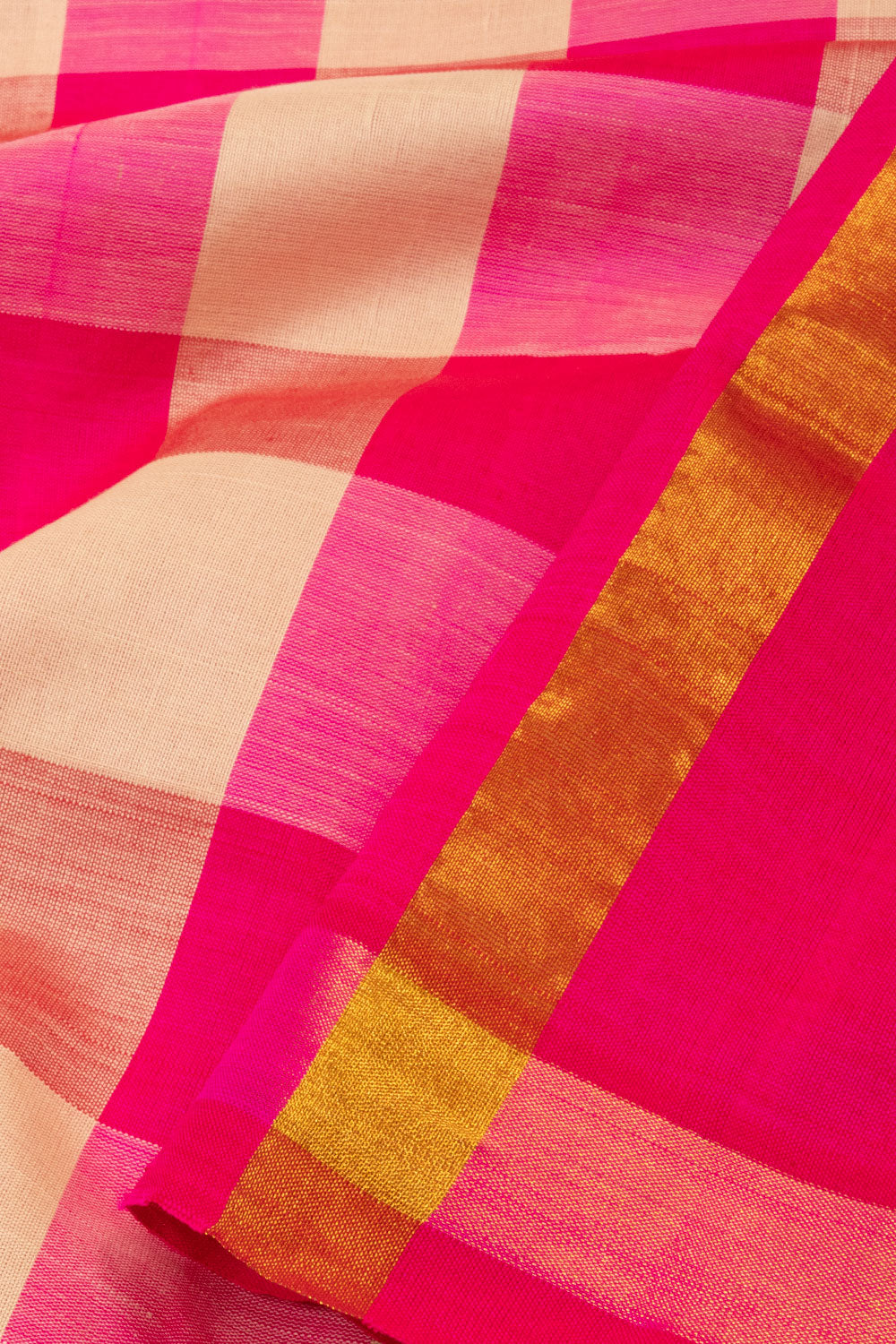 Pink Handloom Kanchi Silk Cotton Saree-Avishya