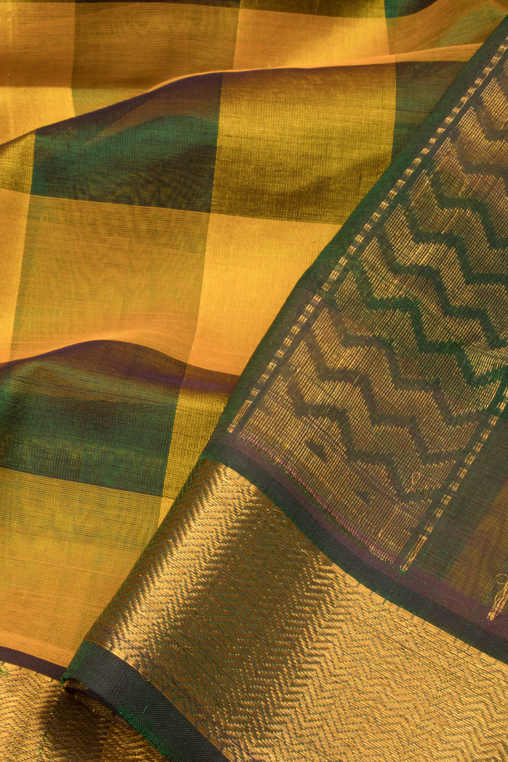 Silk cotton saree blue and green with allover paalum pazhamum checks & –  Cherrypick