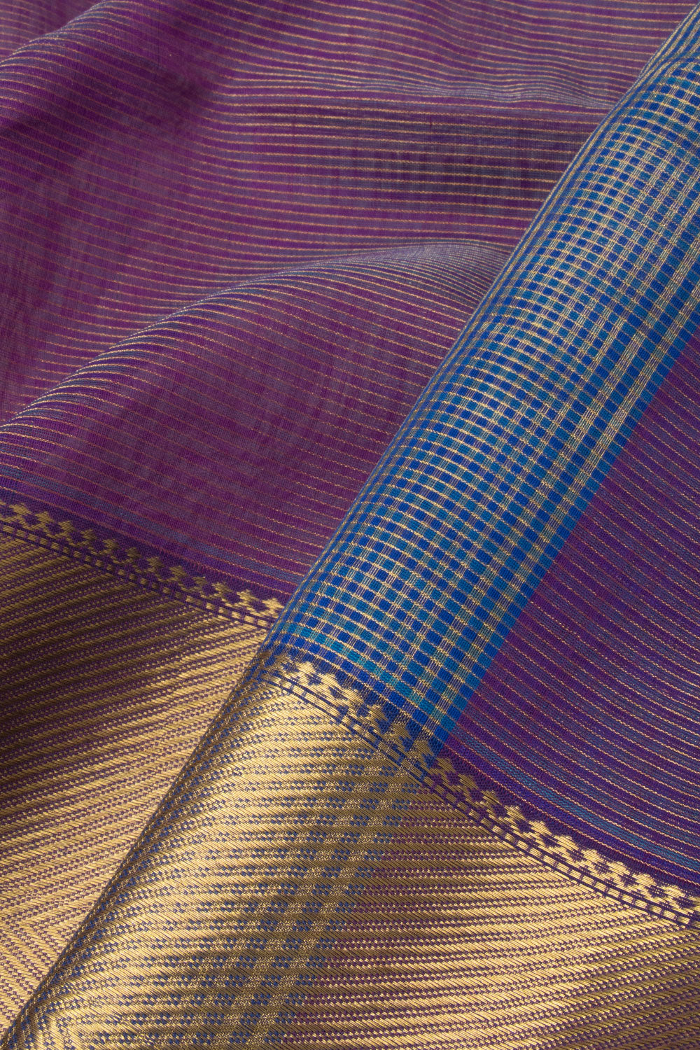 Purple Handloom Maheswari Silk Cotton Saree - Avishya