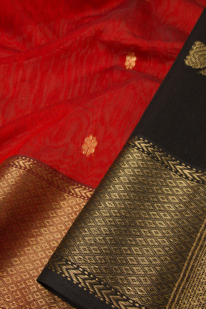 Red Handloom Maheshwari Silk Cotton Saree - Avishya