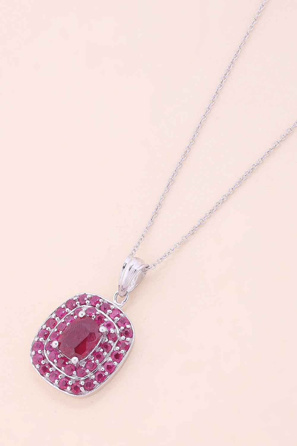 Ruby Silver Necklace Pendant Chain-Avishya