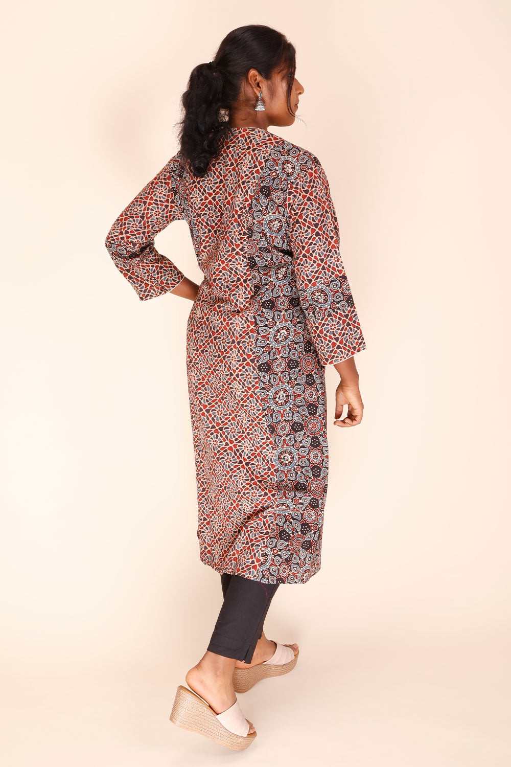 Blue Ajrakh Printed Cotton Kurta 10067399 - Avishya