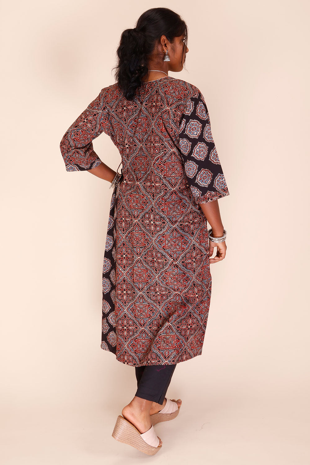 Black Ajrakh Printed Cotton Kurta 10067400 - Avishya