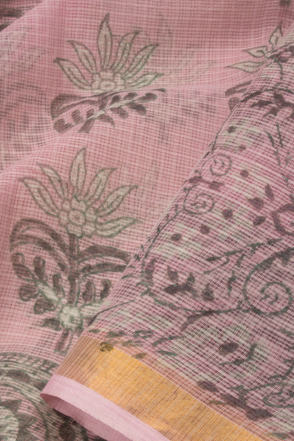 Pink Vanaspathi Hand block Printed Kota Cotton saree - Avishya