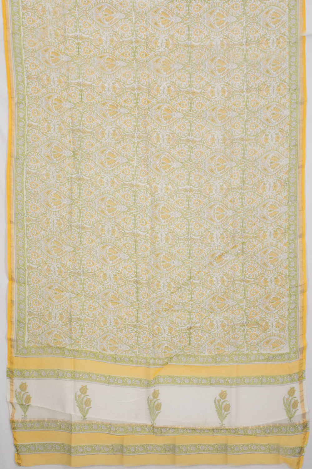 Yellow Vanaspathi Printed Silk Cotton 3-Piece Salwar Suit Material - Avishya