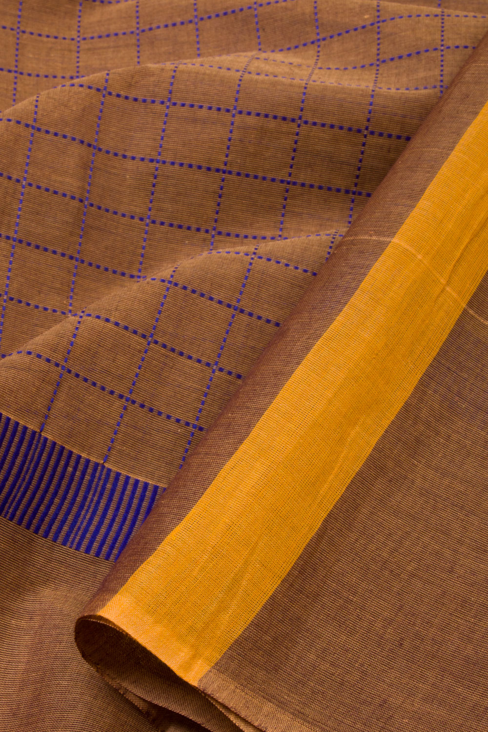 Brown Handwoven Kanchi Cotton Saree - Avishya