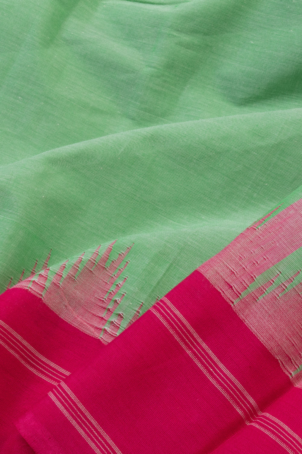 Pistachio Handwoven Kanchi Cotton Saree - Avishya