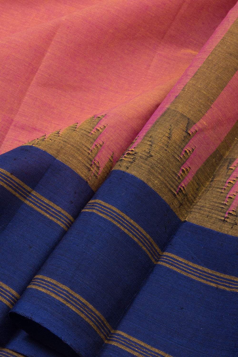 Peach Handwoven Kanchi Cotton Saree - Avishya