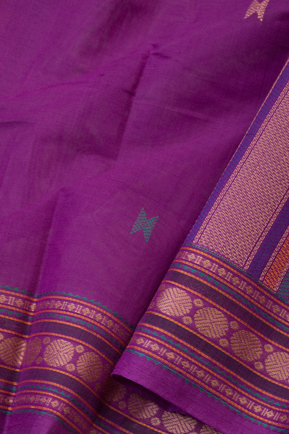 Tyrian purple Handwoven Kanchi Cotton Saree - Avishya