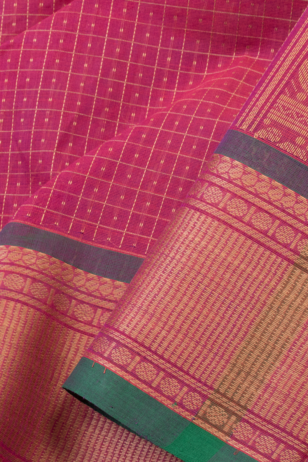 Ruby Red Handwoven Kanchi Cotton Saree - Avishya