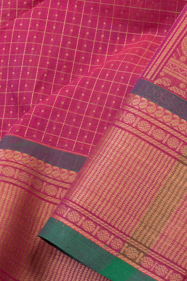 Ruby Red Handwoven Kanchi Cotton Saree - Avishya