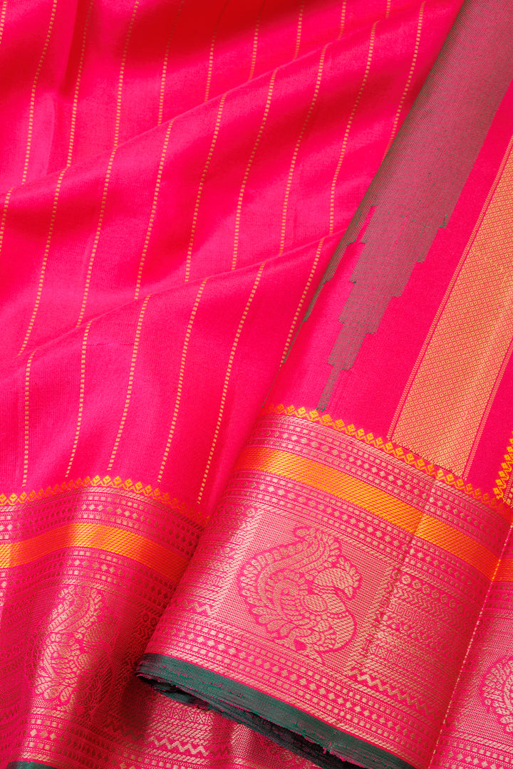 Pink Threadwork Handloom Kanjivaram Silk Saree - Avishya