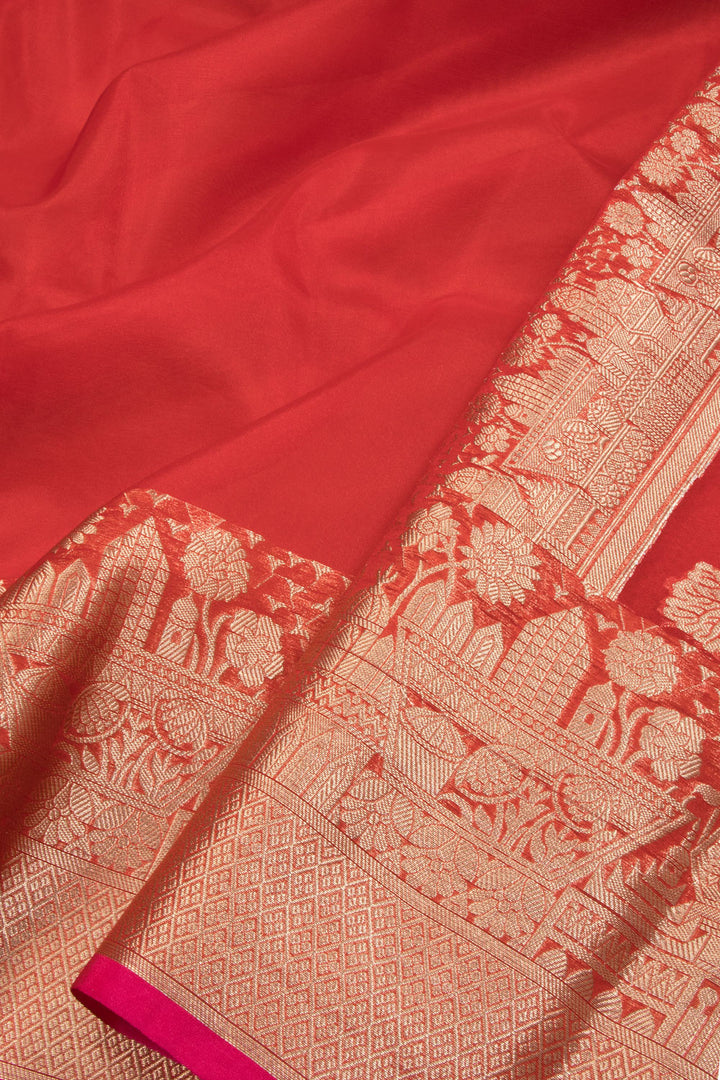 Red Handloom Banarasi Organza Ghat Saree - Avishya