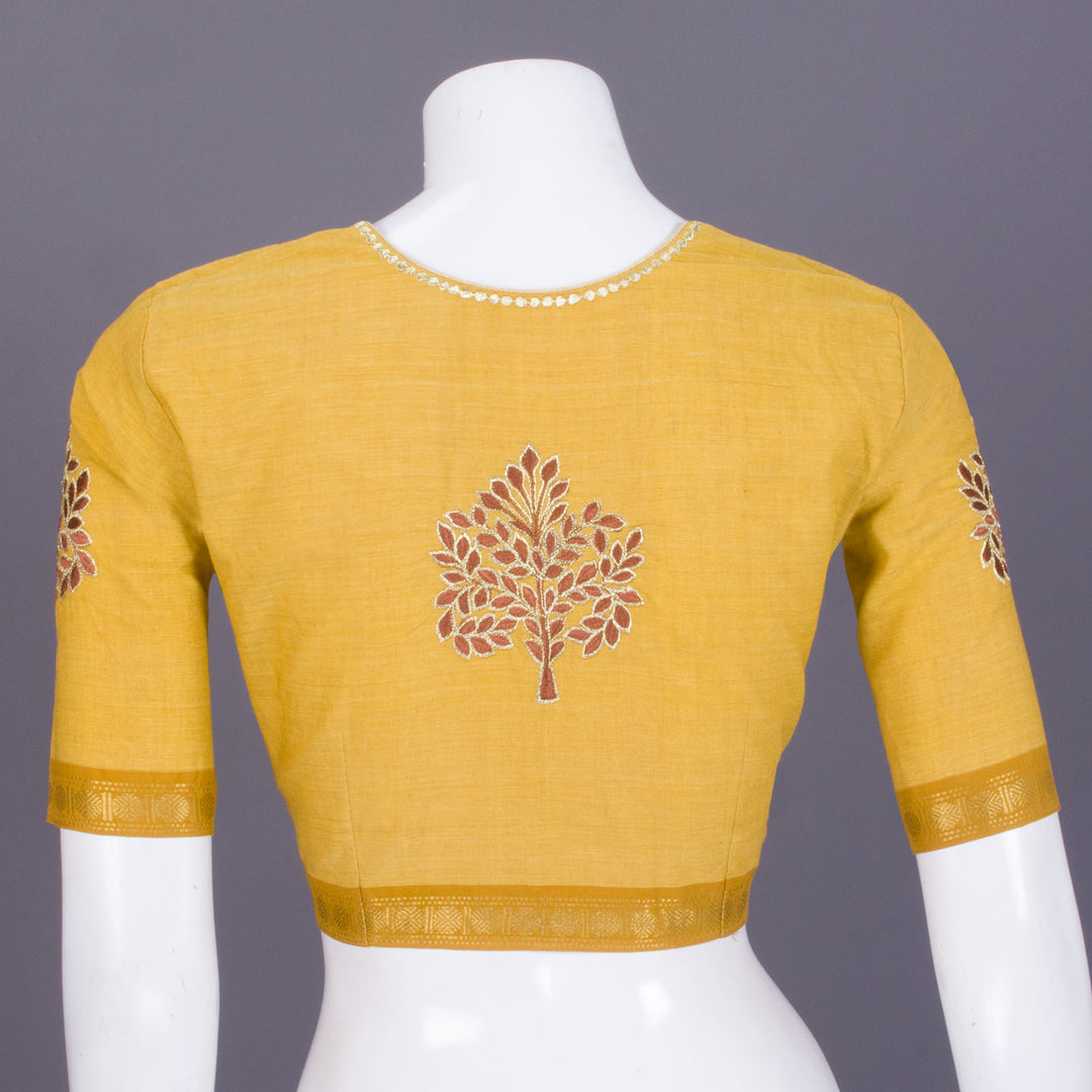 Yellow Embroidered Mangalgiri Cotton Blouse - Avishya