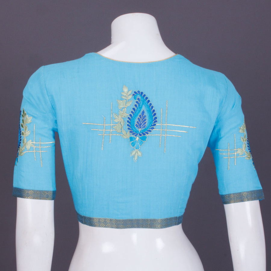 Blue Embroidered Mangalgiri Cotton Blouse - Avishya