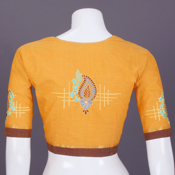 Yellow Embroidered Mangalgiri Cotton Blouse - Avishya