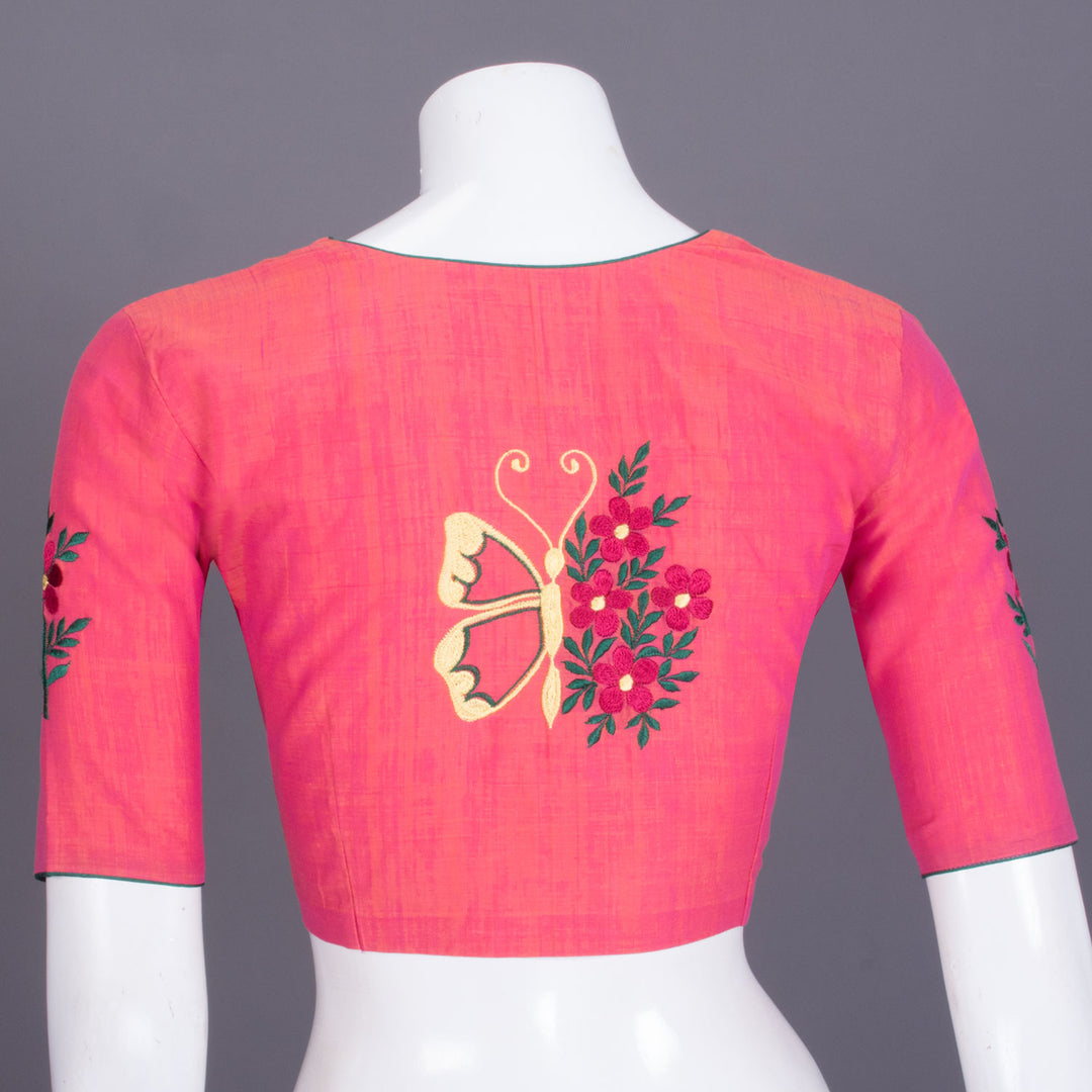 Pink Embroidered Mangalgiri Cotton Blouse - Avishya