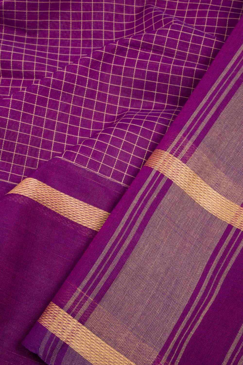 Purple Handwoven Kanchi Cotton Saree 10068518 - Avishya