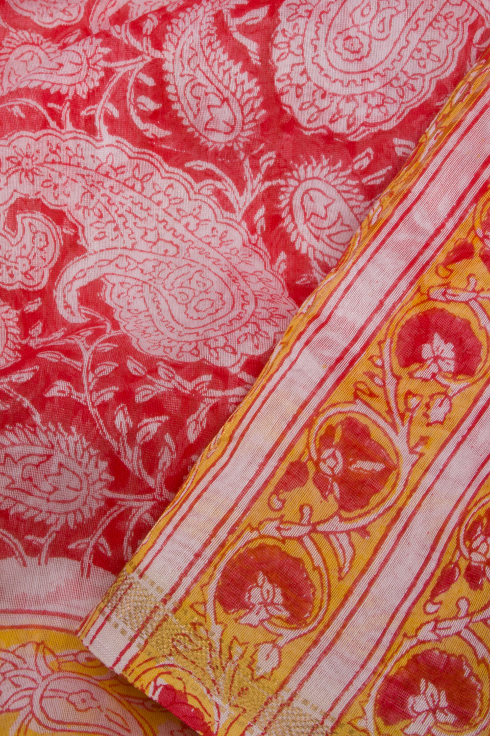 Red Sanganeri printed Silk Cotton Saree 10068559 - Avishya