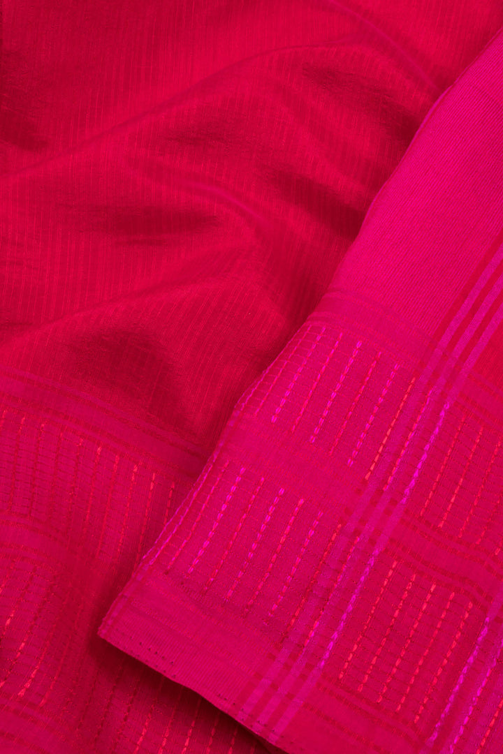 Red And Pink Dual Tone Bamboo Silk Saree 10068780